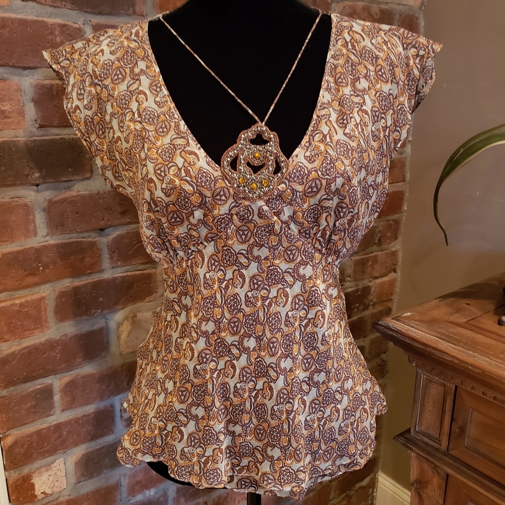 Dana Buchman Silk Pattern Blouse